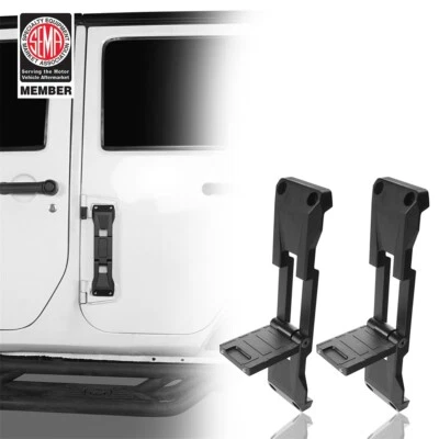 Fit Jeep Wrangler JK & JL 2007-2023 Pair Black Aluminum Door Hinge Foot Steps Foto 1 de 4