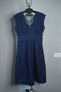 Toast Womens Indigo Denim Cotton V-Neck Sleeveless Midi Dress Size 8UK 4US 36EU - Picture 1 of 12