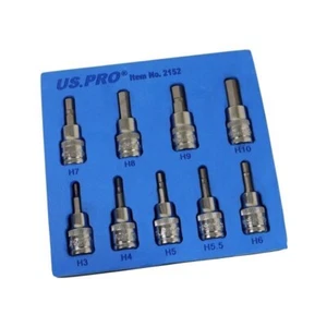 US PRO HEX BIT Socket Set 3/8" Drive H3 To H10 Allen Key Bits Sockets 2152 - Picture 1 of 2