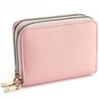 Portable Short Wallet Leather Credit Card Holder Double Zipper Wallet