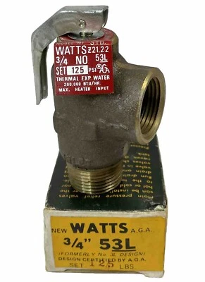 Watts Regulator 3/4" 3L, 125 PSI, NEW Pressure Relief Valve Poppet Type 53L - Image 1 of 3