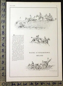 1936 EQUESTRIAN STEEPLECHASE HORSE PUNCHESTOWN IRELAND WHITMORE ART PRINT 30669 - Picture 1 of 1