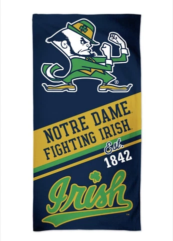 NOTRE DAME FIGHTING IRISH SPECTRA BEACH TOWEL 30"X60" COTTON PLUSH Cover