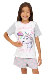 Pijama corto emoji para niñas 'Definitely a Unicorn Cupcake Kind Of Day' - Imagen 1 de 7