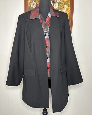 Blusa interior a cuadros negra y roja Perceptions 2 en 1 para mujer 14 W nueva con etiquetas Foto 1 de 4