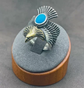 Eagle Turquoıse Stone Handmade 925 Sterling Silver jewelry Gift Men's Ring - Picture 1 of 6
