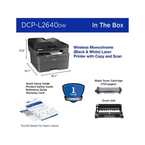 Brother DCP-L2640DW Wireless Black & White All-In-One Laser Printer DCPL2640DW - Picture 1 of 15
