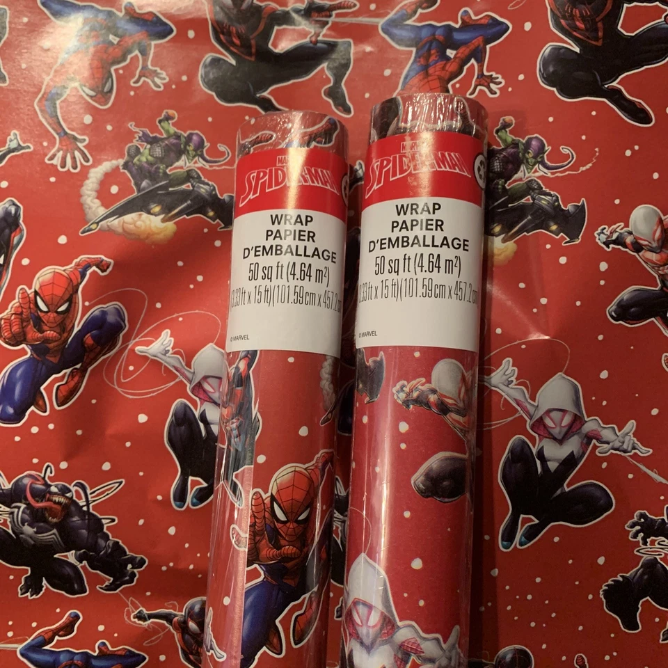 2 Rolls Spiderman Gift Wrapping Paper, 50 SqFt Each Shipped In Roll Form  - Image 1 of 1
