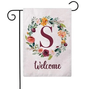 ULOVE LOVE YOURSELF Letter S Garden Flag with Flowers Wreath Double Sided Pri... - Picture 1 of 5