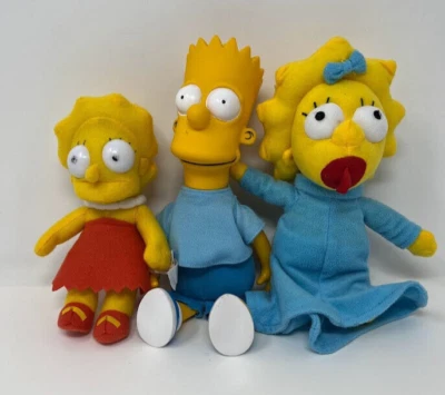 Juego de 3 juguetes de peluche de Los Simpson Plus Dolls Bart Maggie Lisa Foto 1 de 4