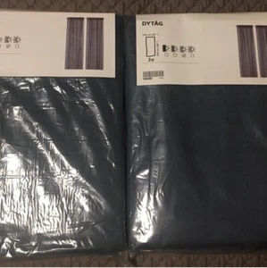NEW Ikea DYTAG Curtains 4 Panels (2 pair) 100% Linen 57" x 98" BLUE 704.667.12 - Picture 1 of 4