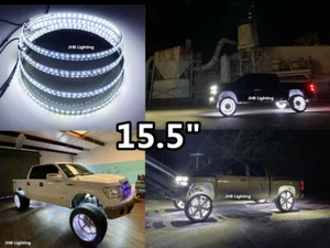 15.5" IP68 Brightest WHITE Strobe Flashing LED Switch Remote Wheel Rings Lights - Bild 1 von 12