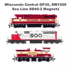 Imanes Wisconsin Central GP30, SW1500 y Soo Line SD40-2 de Andy Fletcher - Imagen 1 de 1
