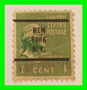 US 1 Cent 1938 Precancel New York  N.Y.  George Washington - Scott # 804 Stamp 
