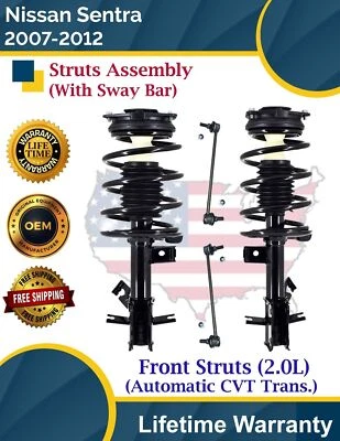 OE Front Struts W/Sway Bar for 2007-2012 Nissan Sentra 2.0L Lifetime Warranty - Image 1 of 4