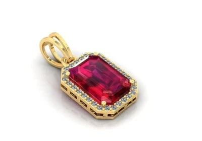 6.00 Carat Natural Ruby Manik 92.5 Sterling Silver Gold Plated Pendant/Locket Ge - Image 1 of 3