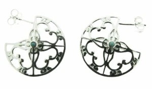 Pendientes De Plata Y Turquesa Con Corte - Imagen 1 de 2