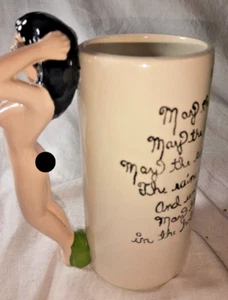 Irish Blessing 7" Mug Naughty Figural Woman Handle No Clothes Ceramic Coffee Bee - Picture 1 of 7