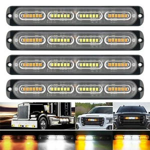 4PCS 24LED Amber/White Car Truck Emergency Light Warning Flash Strobe Light Bar - Picture 1 of 12