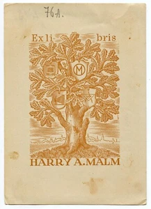 Árbol antiguo, placa de libro vintage Ex libris de Ilmar Breiberg, Alemania - Imagen 1 de 2