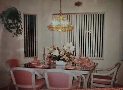 Henry Link PALM BEACH REGENCY 7 PIECE RATTAN DINING SET WHITE WASHED CORAL - Image 1 of 4