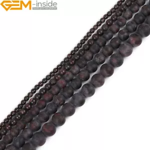Cuentas de granate rojo envejecido esmerilado redondas mate espaciador piedra fabricación de joyas 15" - Imagen 1 de 48