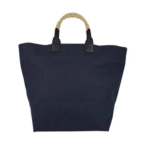Hermes Steeple Tote Blue Toile Hackberry Wood Handles Leather Trim New - Picture 1 of 12