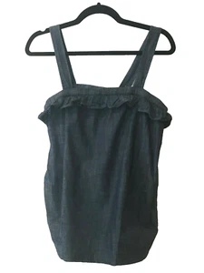 Incontaminato J crew canotta in denim in denim con tasche 2 corse large - Foto 1 di 5