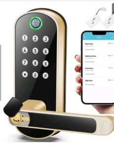 Sifely S Smart Lock Gold Works with APP Fingerprint Touch Button NEW OPEN BOX - Picture 1 of 24