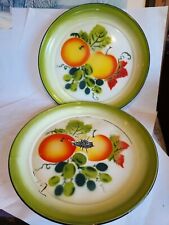 2 Vintage 12" Enamel Ware Fall Harvest Platters/ Plates