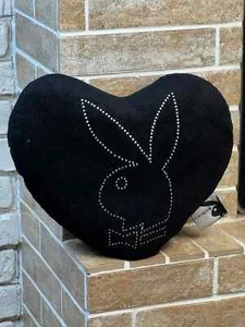Vintage Playboy Heart Rabbit Black Pillow - Picture 1 of 7