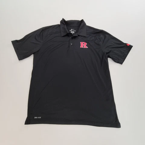 Rutgers Polo Shirt Adult Medium Black Nike Dri-Fit Outdoors Casual Mens Cover