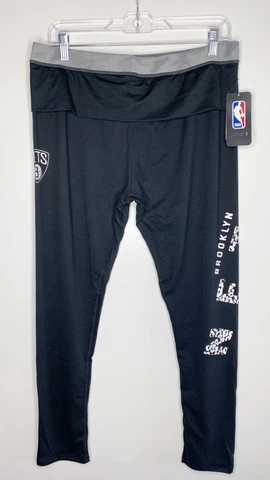 Brooklyn Nets NBA Juniors Black Yoga Pants Leggings Tights Printed Logo S XL Cover