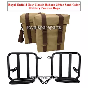 Royal Enfield Classic Reborn 350cc "MILITARY PANNIER SAND COLOR BAGS & FITTING" - Picture 1 of 5