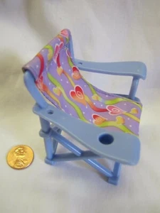 SILLA DE CAMPING AZUL FOGATA con corazones ¡rara! - Imagen 1 de 3
