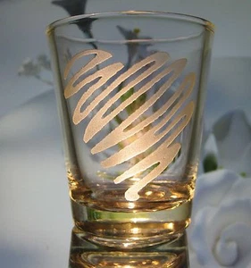 Squiggly Heart Shot Glass Personalized w/ Name on Reverse Weddings Barware - Picture 1 of 4
