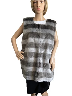 Ruby Red Designer Women XL Faux Fur Elegant women’s  Gray Vest Sleeveless Jacket - Image 1 of 4