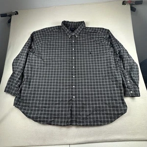 Ralph Lauren Shirt Mens 5X Big Black Plaid 100% Cotton Stretch Button Down Pony - Picture 1 of 13