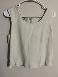 Tommy Bahama Size 8 Tank Top Shirt Women Cream Seashell Sleeveless 100% Silk - Picture 1 of 8