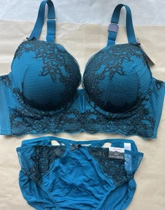 Gorgeous! NWT NEW Lane Bryant CACIQUE Sexy Lace Plunge Bra & Panty 40D 14/16 - Picture 1 of 9