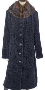 Jones New York ~ ¡como nuevo!!~ABRIGO LARGO CON BOTONES DE PIEL SINTÉTICA DE CORDERO/VISÓN RIZADO NEGRO TALLA:XL - Imagen 1 de 13