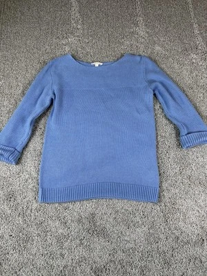 Vintage esprit Womens Sweater Size L Blue Crochet Pullover Boat neck 90s - Image 1 of 4