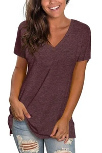Summer Tops for Women V Neck Short Sleeve T Shirts Basic Comfortable Blouses ... - Picture 1 of 5
