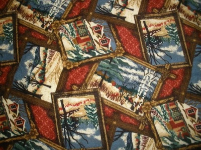 #397 Evergreen Inn Scenes  Flannel By Thimbleberry 1.5 yd x 44"  Winter Snow New - Image 1 of 4