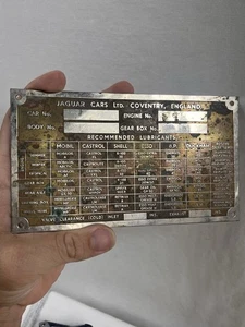 chassis plate Type C plates on Jaguar XK 120 and 140 1953??? - Foto 1 di 7