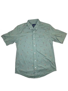 Camisa tropical mediana para hombre de George verde azulado flamenco abotonada - Imagen 1 de 5