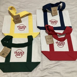 Original Trader Joe’s Mini Canvas Tragetaschen alle 4 Farben Set brandneu mit Etikett - Bild 1 von 7