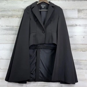 GRACIA Black Blazer Cape Jacket Tailored Heavy Lined One Button Formal Size S - Picture 1 of 13