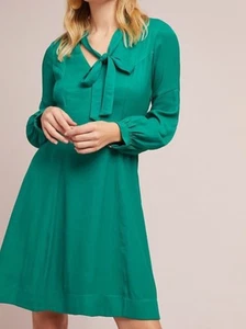 Vestido Anthropologie Moulinette Soeurs Gina Talla 12 Verde Sobre la Rodilla Manga Larga - Imagen 1 de 10