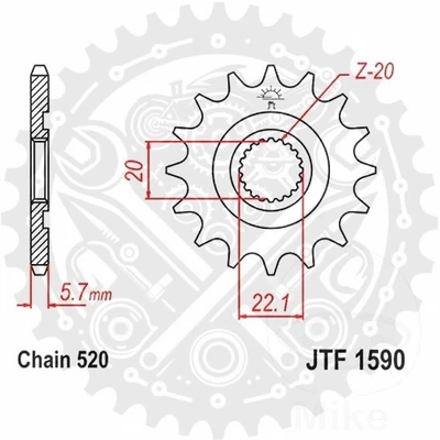 Piñón delantero JT 12/520 estándar 1 unidad para gas EC 300 2012-2016 Foto 1 de 4